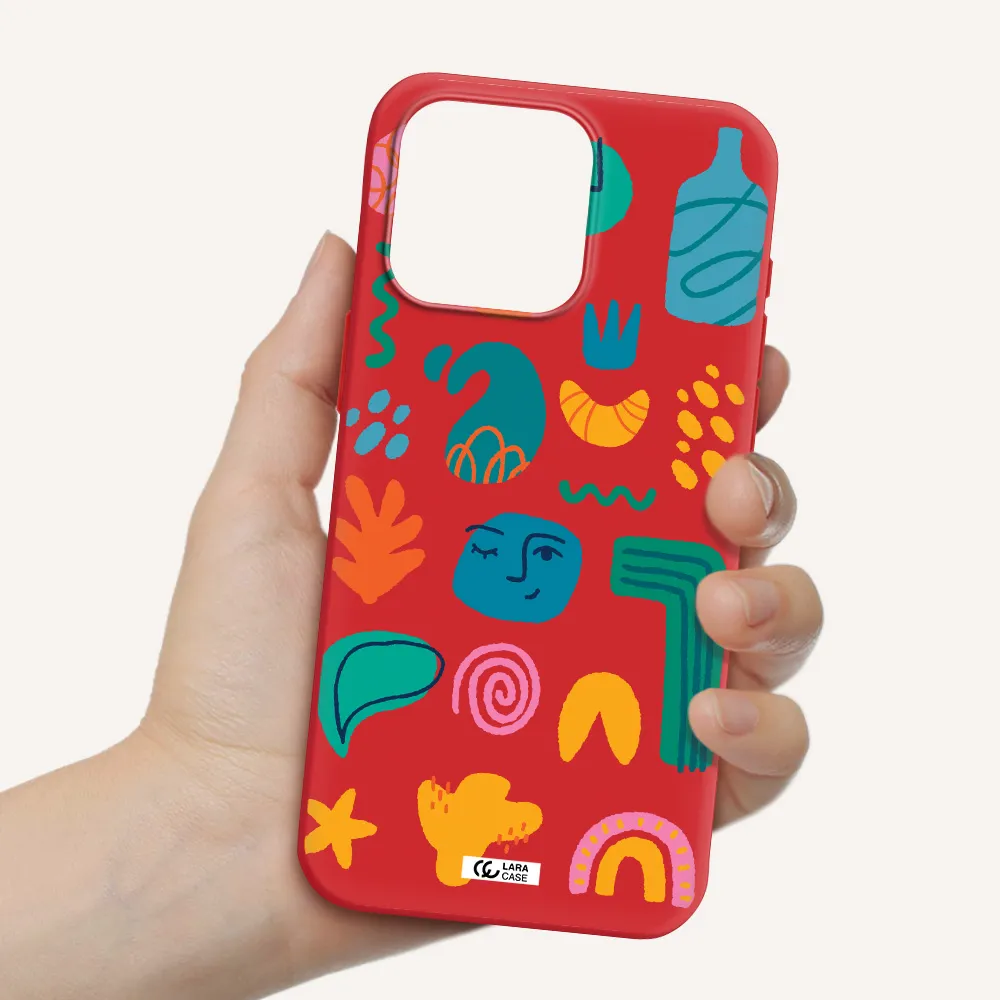 A Collection Of Colorful Shapes Apple Iphone 15 Pro Max Silicone Imperial Red Case