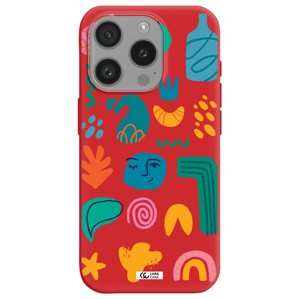 A Collection Of Colorful Shapes Apple Iphone 15 Pro Silicone Imperial Red Case