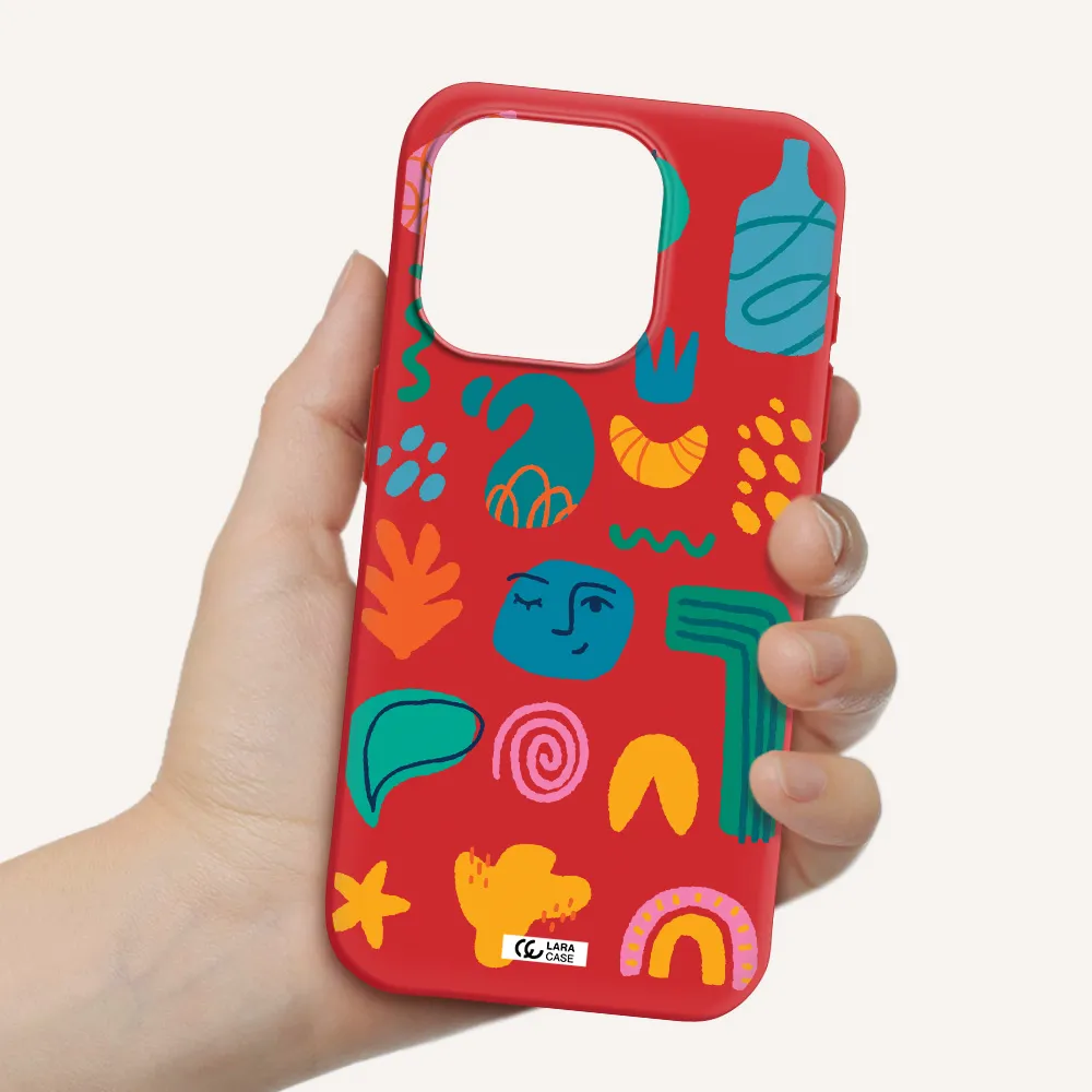 A Collection Of Colorful Shapes Apple Iphone 15 Pro Silicone Imperial Red Case