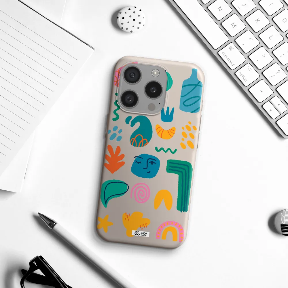 A Collection Of Colorful Shapes Apple Iphone 15 Pro Silicone Stone Case