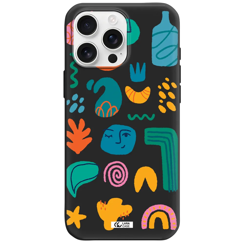 A Collection Of Colorful Shapes Apple Iphone 16 Pro Max Silicone Black Case