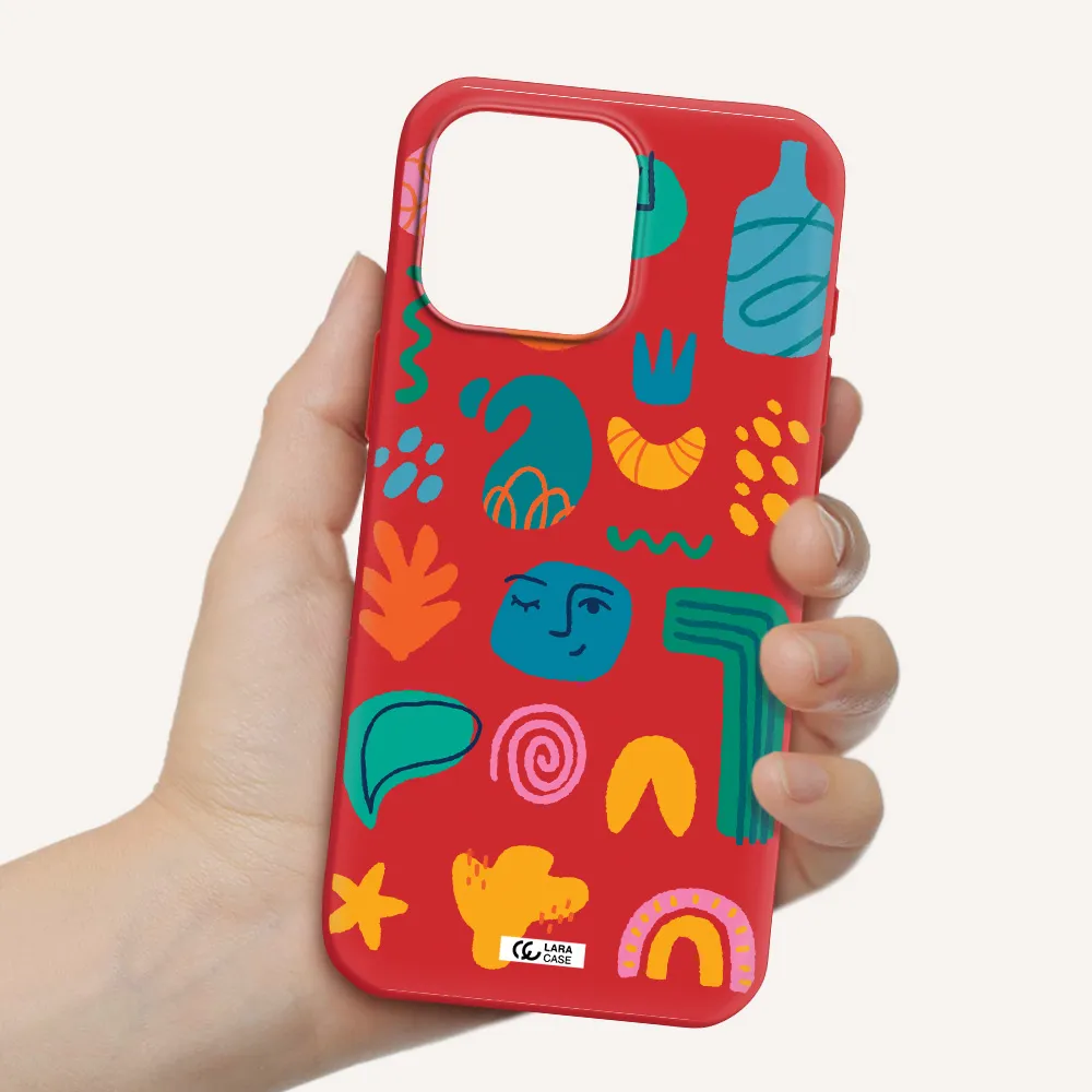 A Collection Of Colorful Shapes Apple Iphone 16 Pro Max Silicone Imperial Red Case