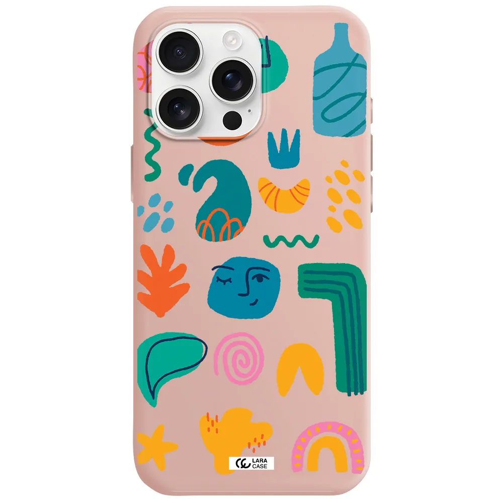 A Collection Of Colorful Shapes Apple Iphone 16 Pro Max Silicone Pastel Pink Case