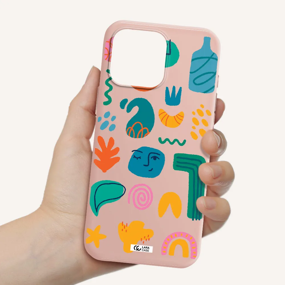 A Collection Of Colorful Shapes Apple Iphone 16 Pro Max Silicone Pastel Pink Case