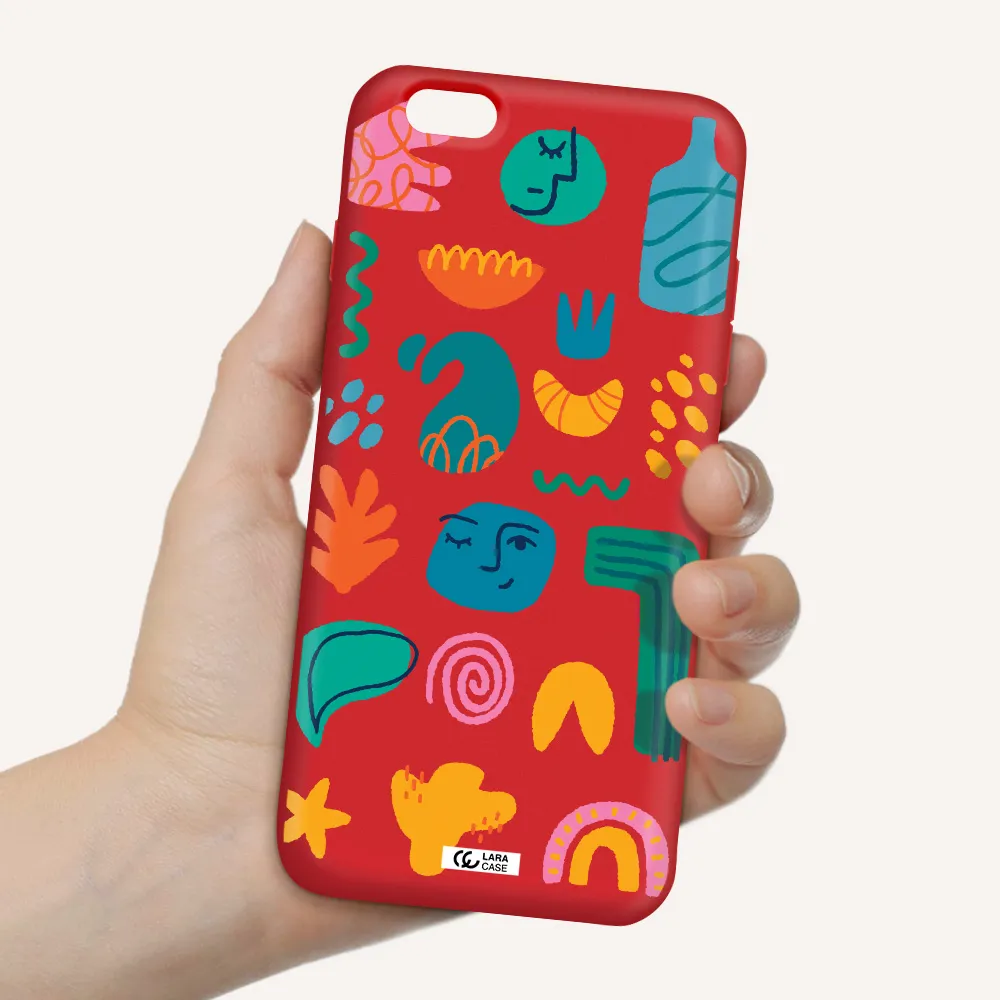 a collection of colorful shapes Apple iPhone 6 plus Silicone Imperial Red Case