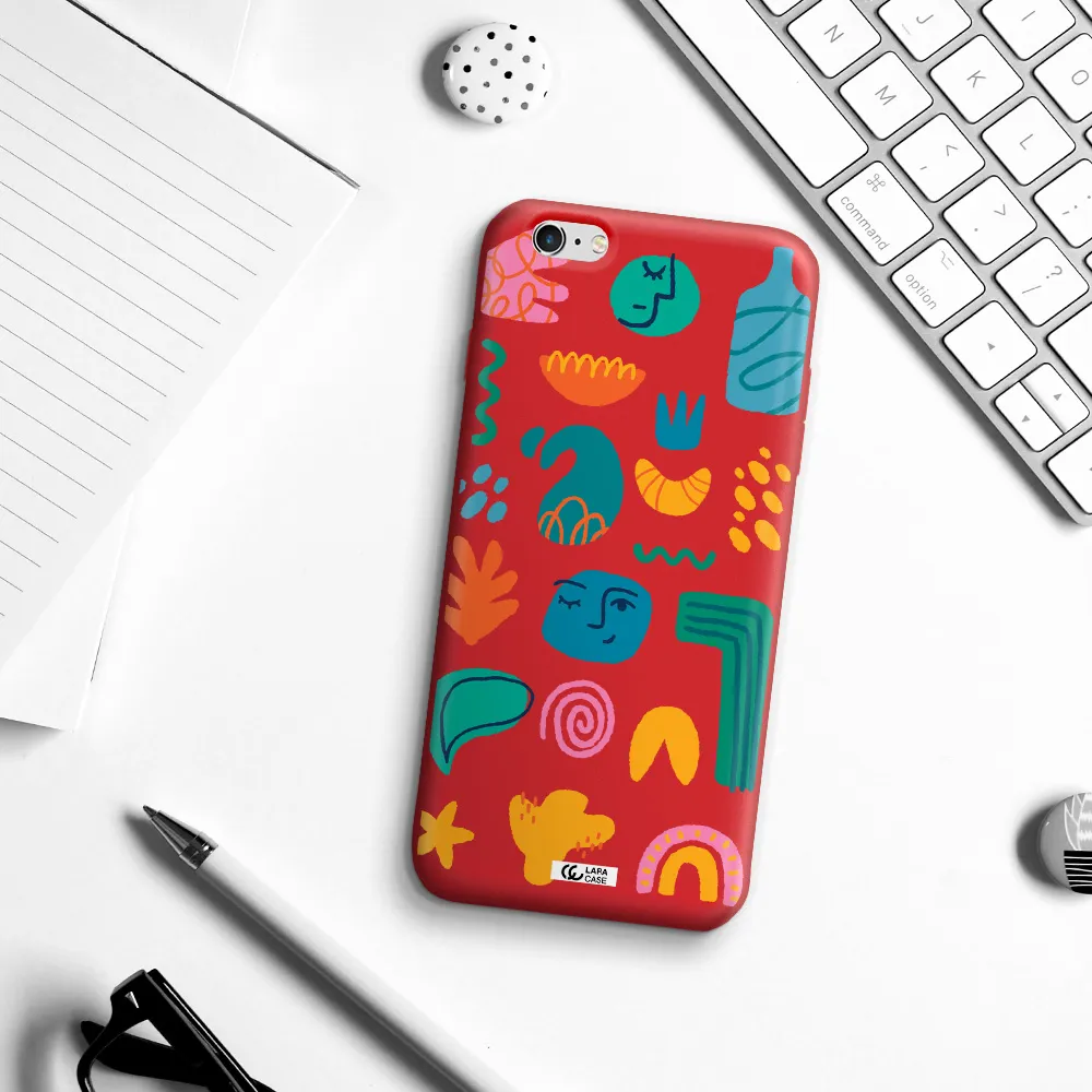 a collection of colorful shapes Apple iPhone 6 plus Silicone Imperial Red Case