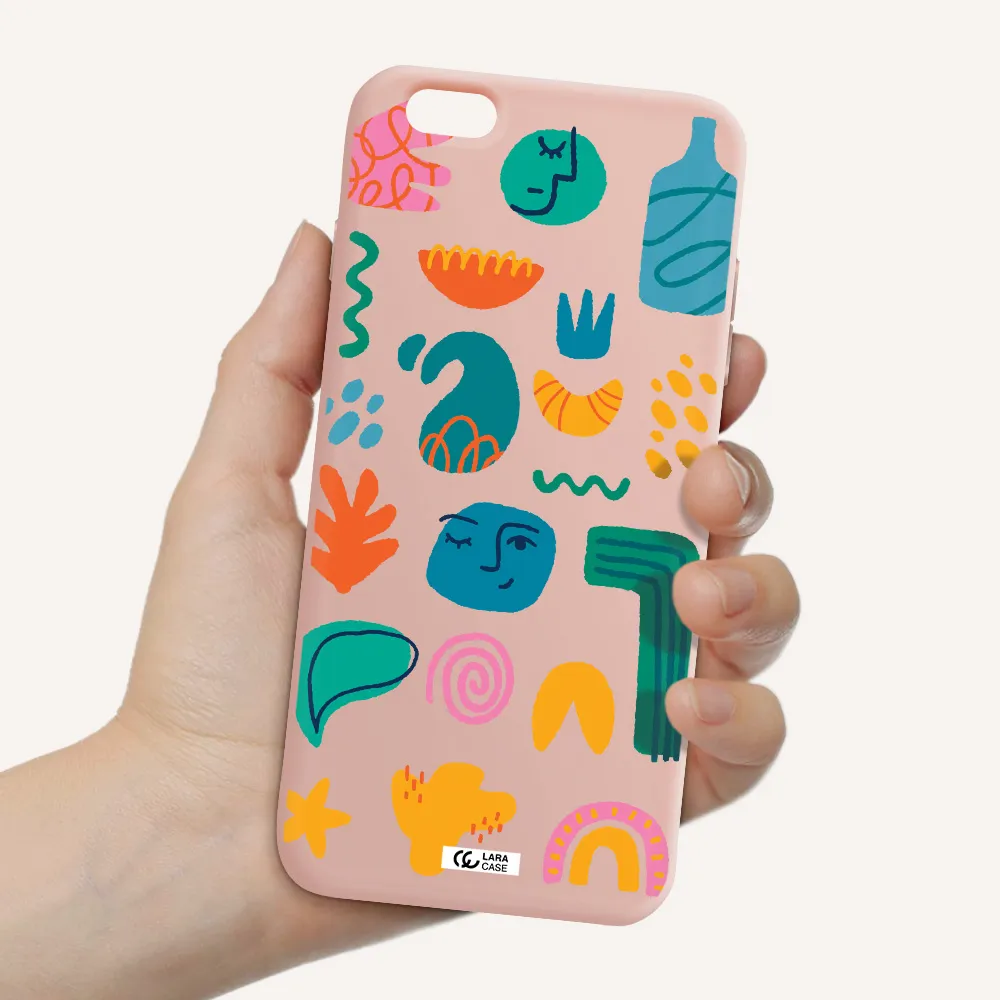 a collection of colorful shapes Apple iPhone 6 plus Silicone pastel pink Case