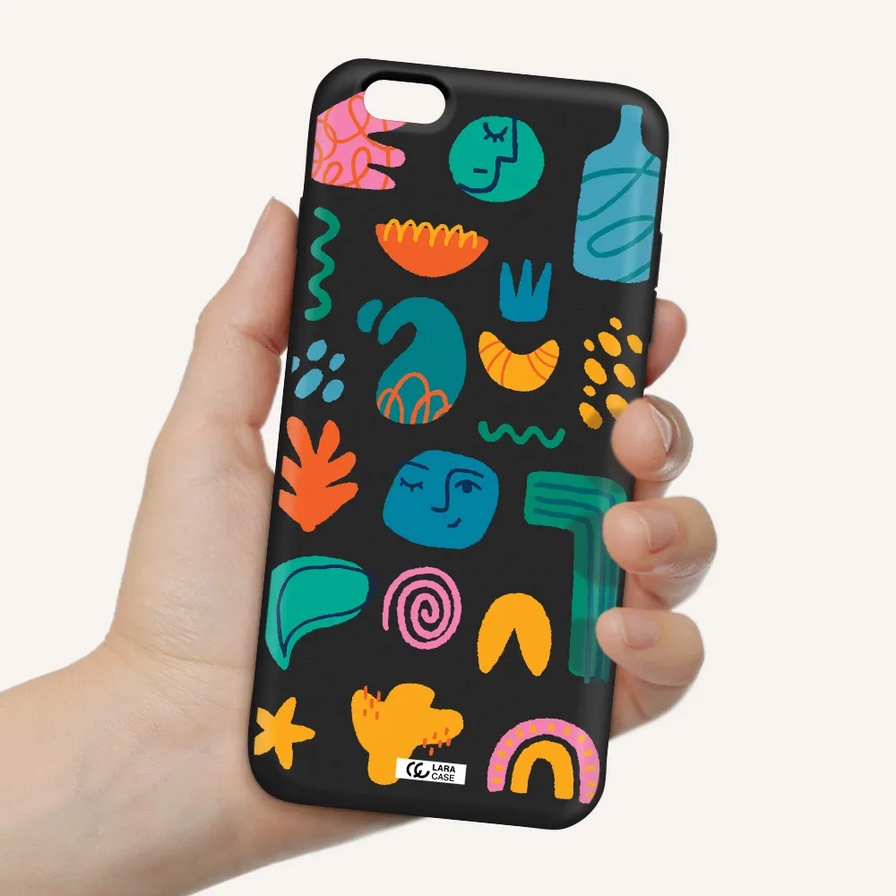 a collection of colorful shapes Apple iPhone 6 s plus Silicone black Case