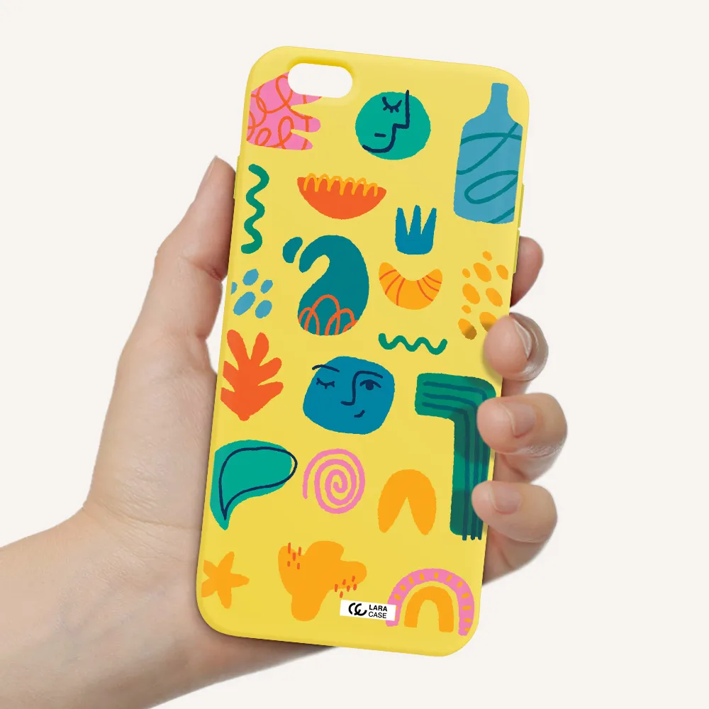 a collection of colorful shapes Apple iPhone 6 s plus Silicone canary yellow Case