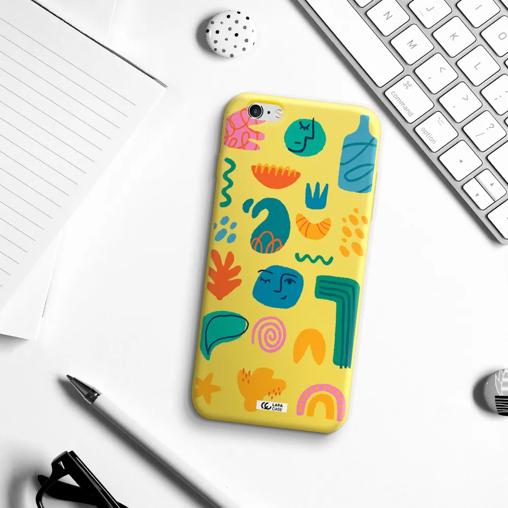 a collection of colorful shapes Apple iPhone 6 s plus Silicone canary yellow Case