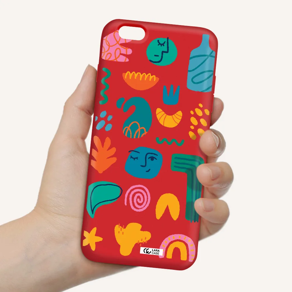 a collection of colorful shapes Apple iPhone 6 s plus Silicone Imperial Red Case