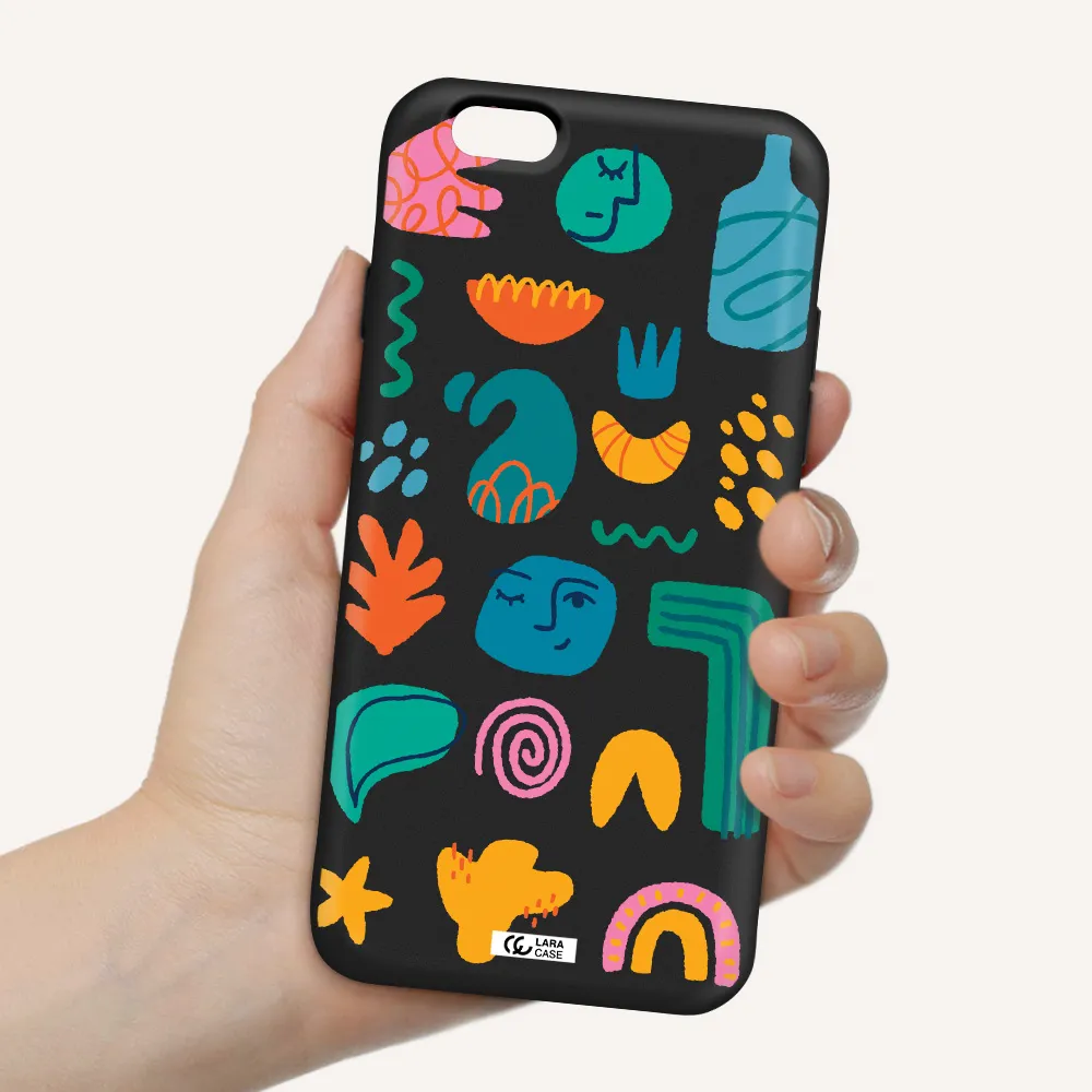 a collection of colorful shapes Apple iPhone 6 Silicone black Case