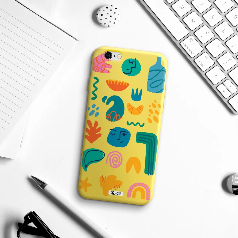 a collection of colorful shapes Apple iPhone 6 Silicone canary yellow Case