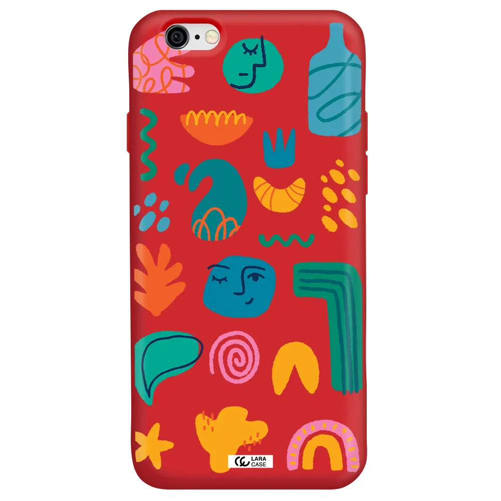 a collection of colorful shapes Apple iPhone 6 Silicone Imperial Red Case