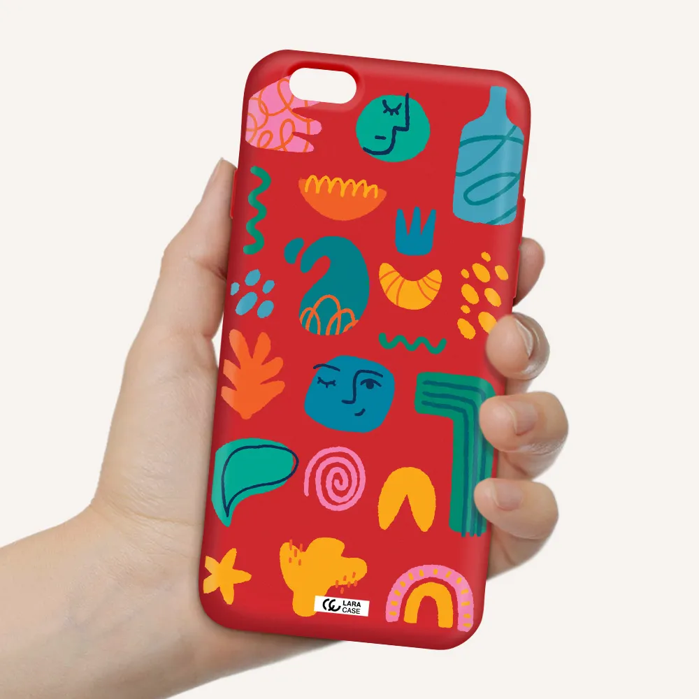 a collection of colorful shapes Apple iPhone 6 Silicone Imperial Red Case