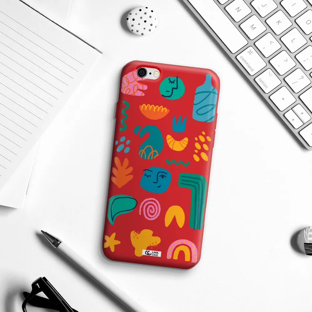 a collection of colorful shapes Apple iPhone 6 Silicone Imperial Red Case