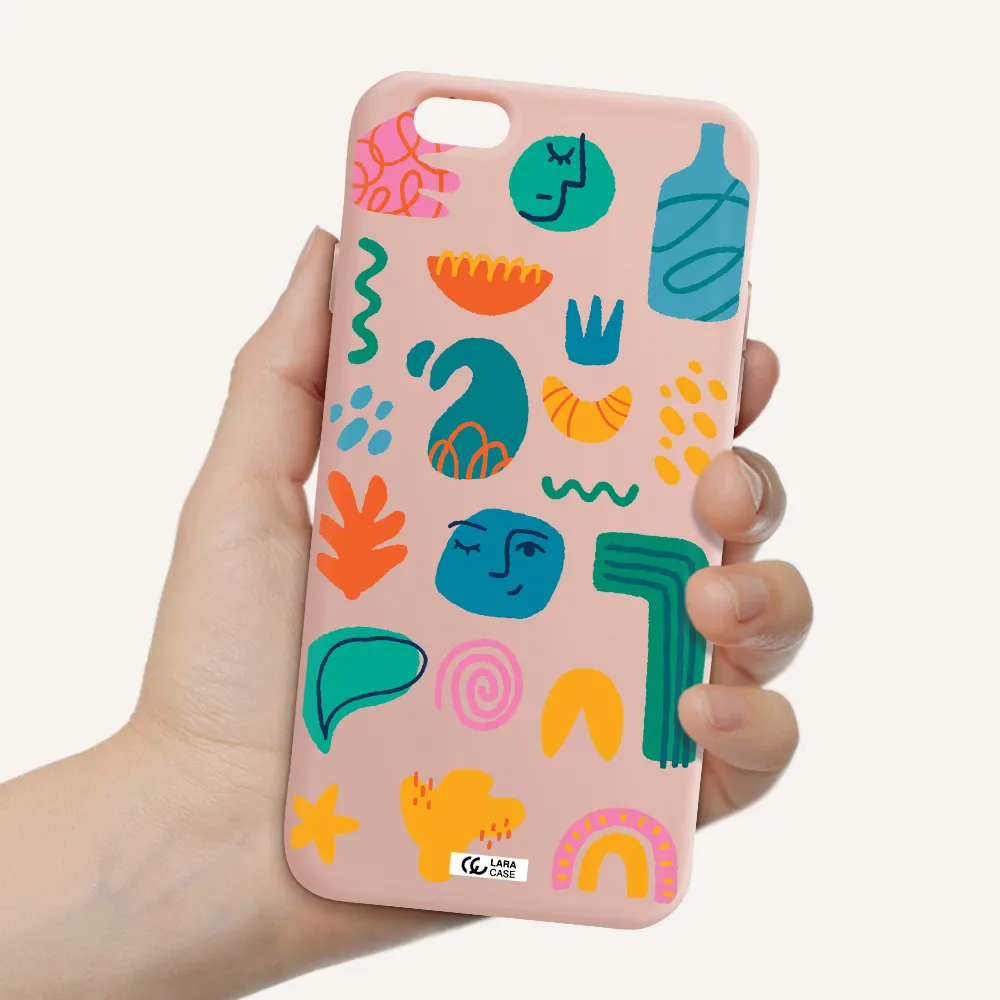 a collection of colorful shapes Apple iPhone 6 Silicone pastel pink Case