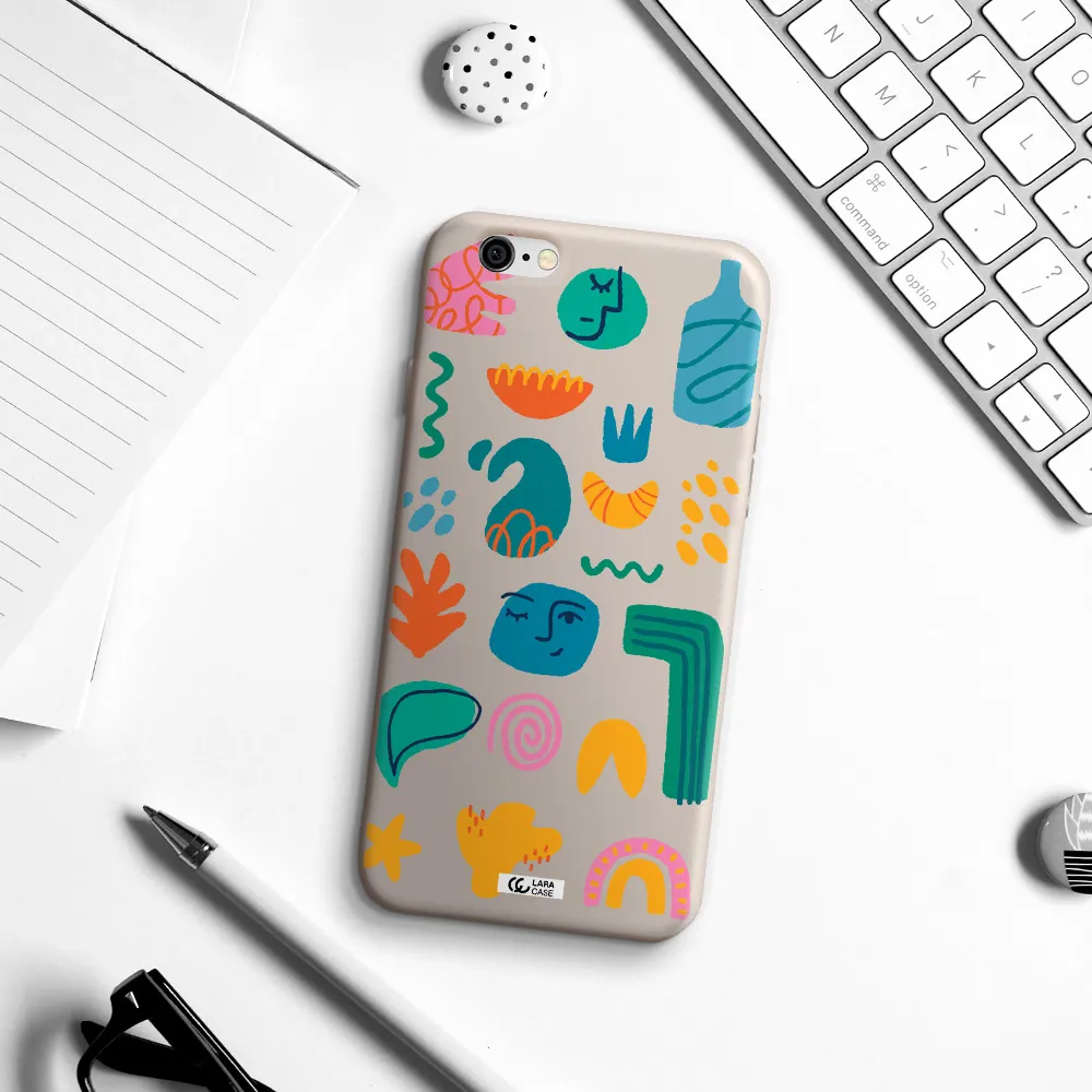a collection of colorful shapes Apple iPhone 6 Silicone Stone Case