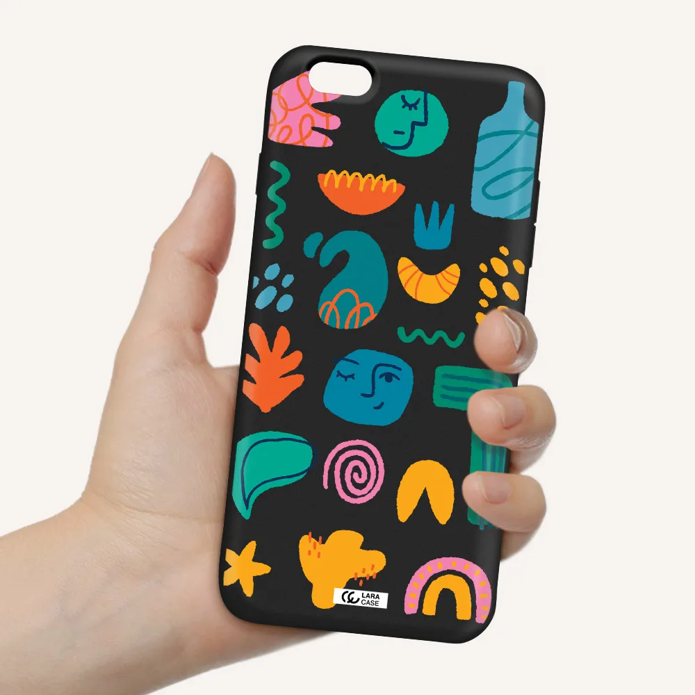 a collection of colorful shapes Apple iPhone 6S Silicone black Case