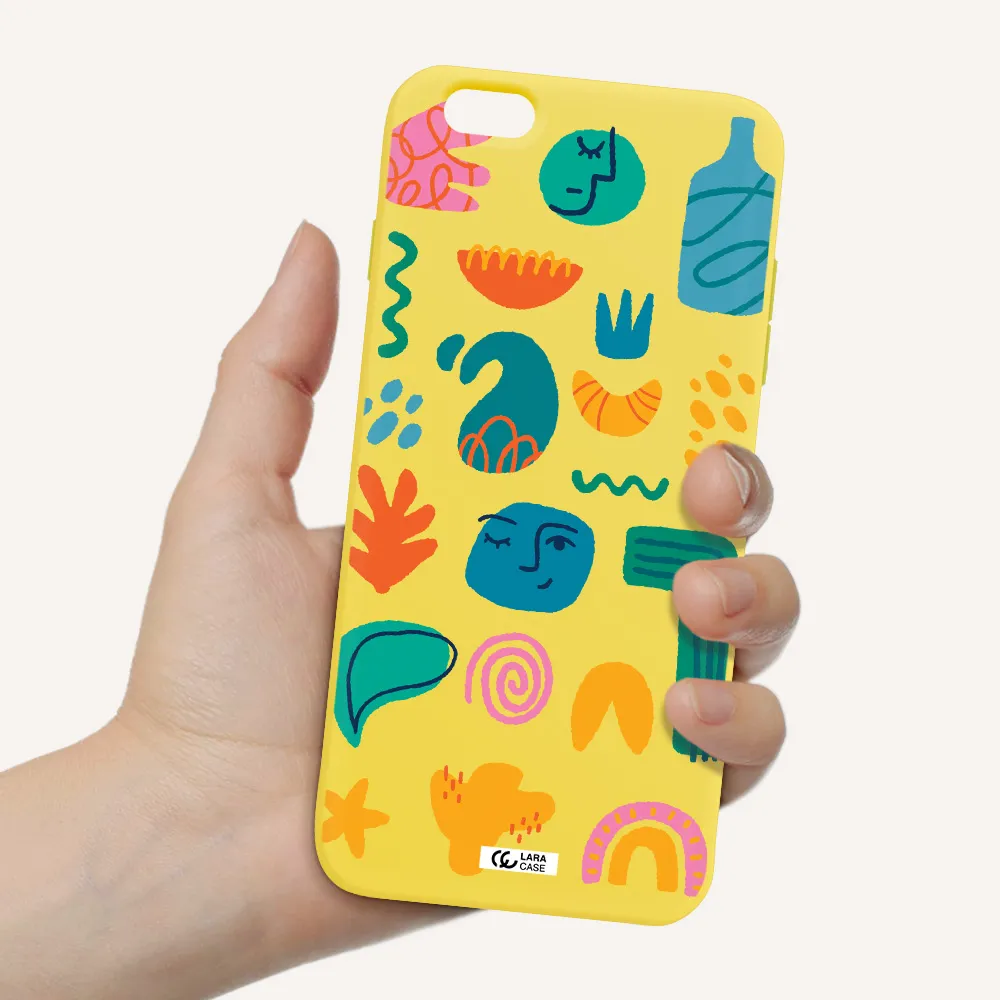 a collection of colorful shapes Apple iPhone 6S Silicone canary yellow Case