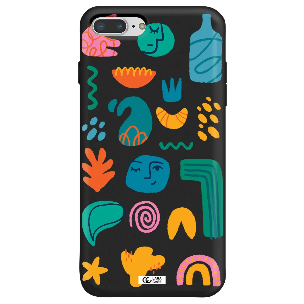 a collection of colorful shapes Apple iPhone 7 plus Silicone black Case