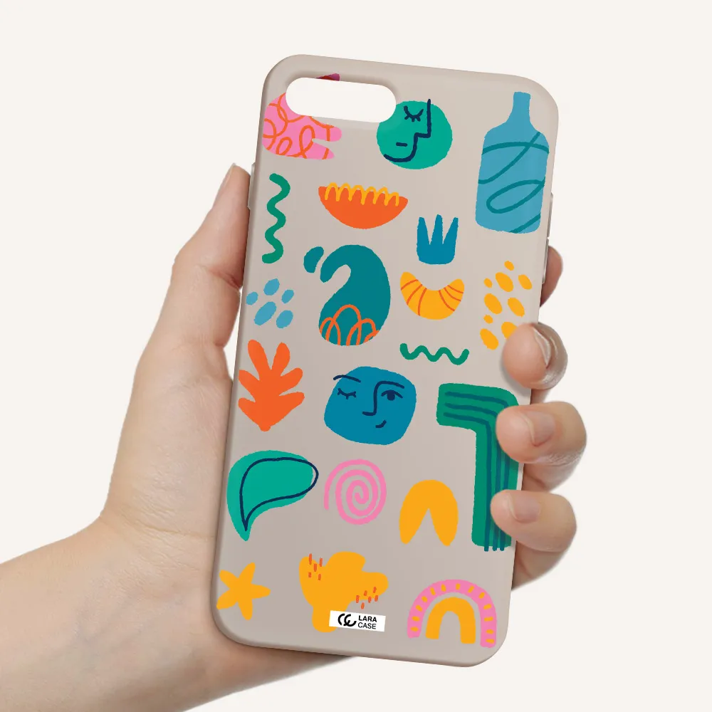 a collection of colorful shapes Apple iPhone 7 plus Silicone Stone Case