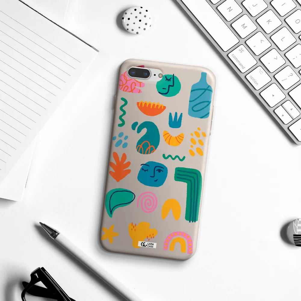 a collection of colorful shapes Apple iPhone 7 plus Silicone Stone Case