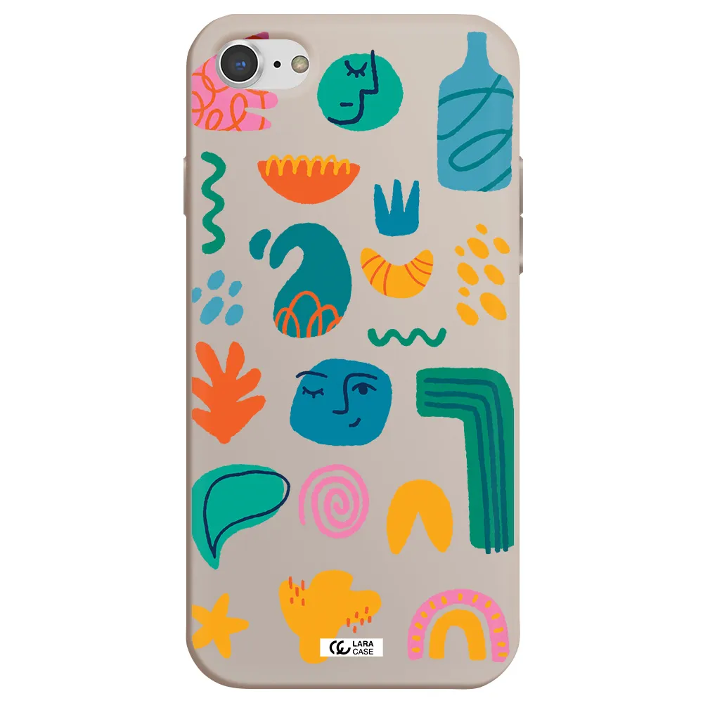 a collection of colorful shapes Apple iPhone 7 Silicone Stone Case
