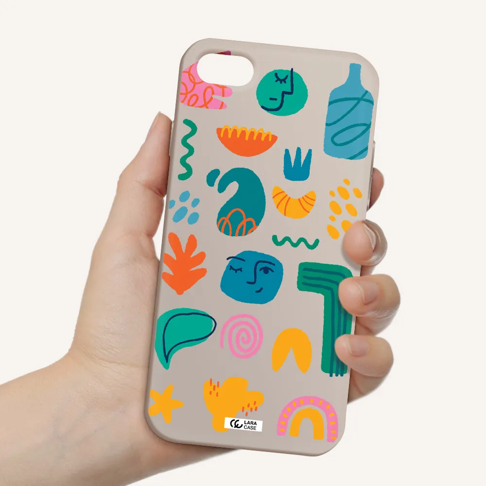 a collection of colorful shapes Apple iPhone 7 Silicone Stone Case