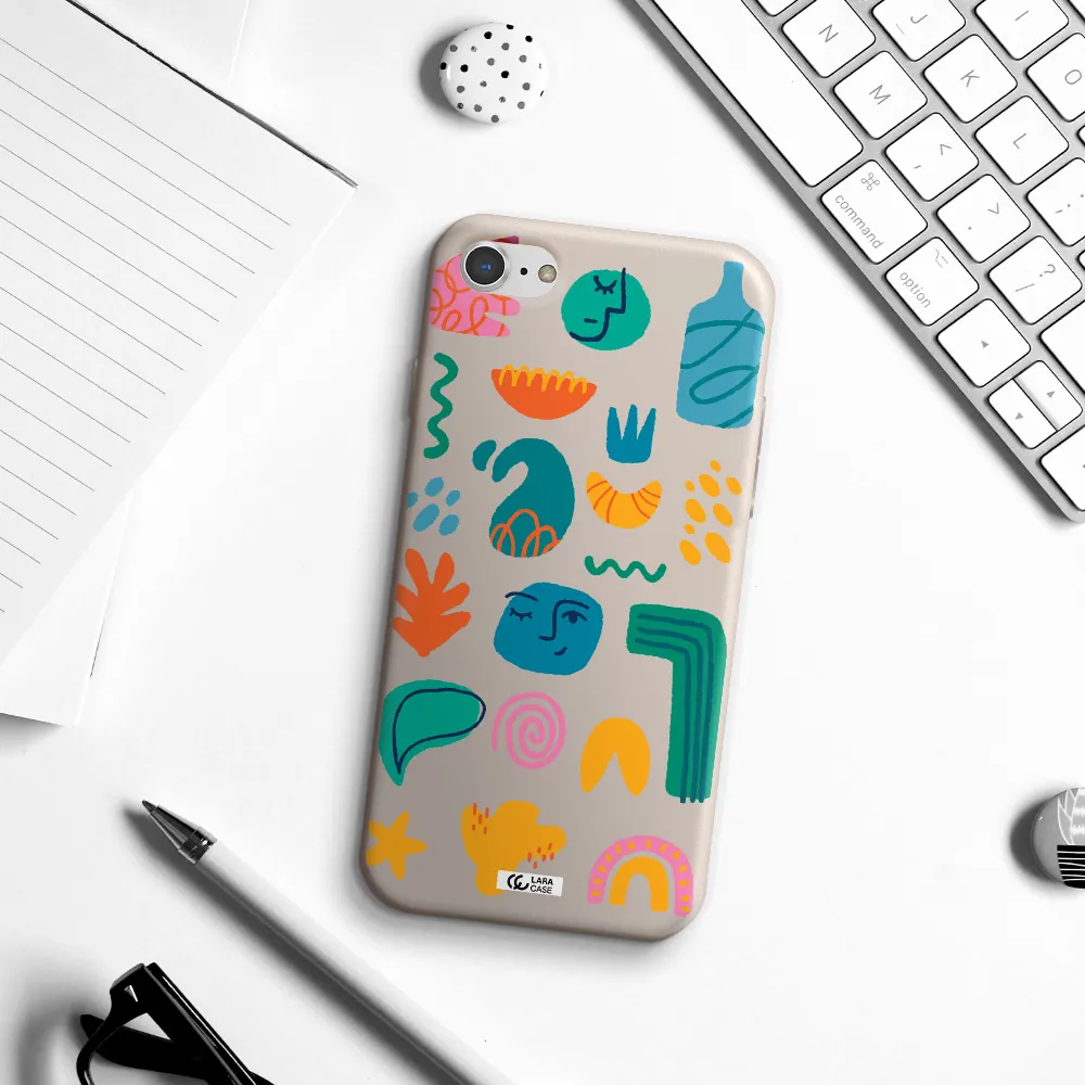 a collection of colorful shapes Apple iPhone 7 Silicone Stone Case