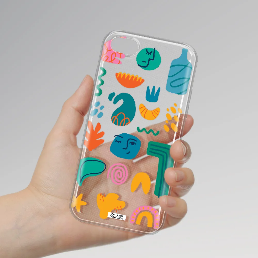 a collection of colorful shapes Apple iPhone 8 Clear TPU Case