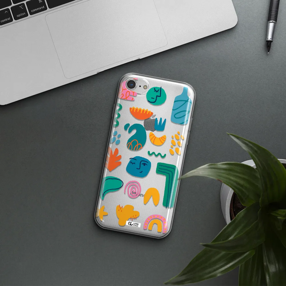 a collection of colorful shapes Apple iPhone 8 Clear TPU Case