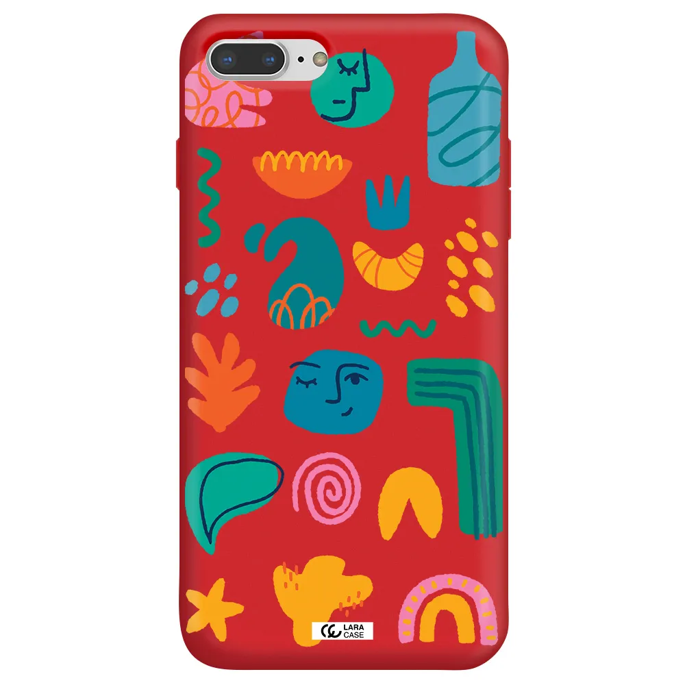 a collection of colorful shapes Apple iPhone 8 plus Silicone Imperial Red Case
