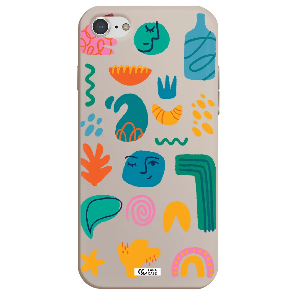 a collection of colorful shapes Apple iPhone 8 Silicone Stone Case