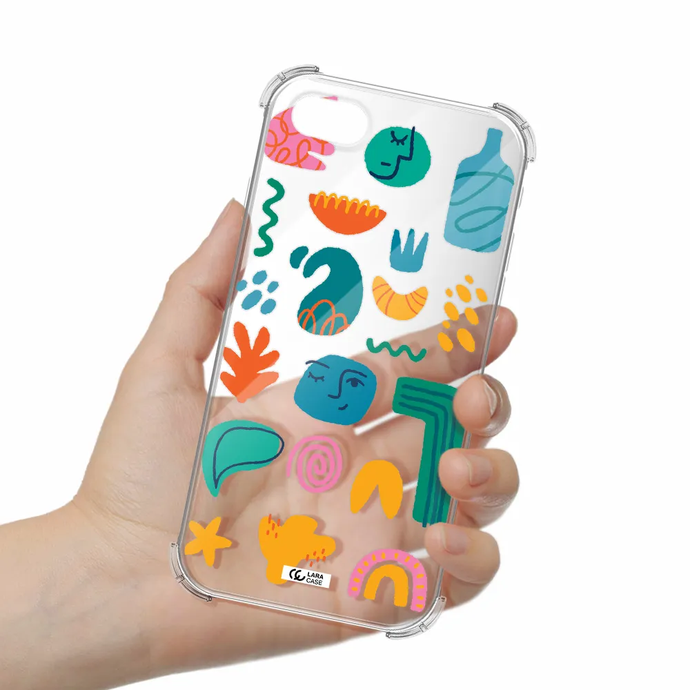 a collection of colorful shapes Apple iPhone se 2020 Clear PC Case