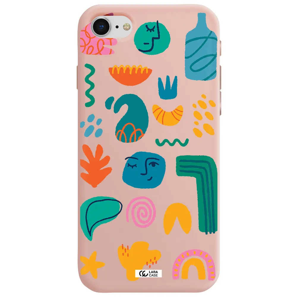 a collection of colorful shapes Apple iPhone se 2020 Silicone pastel pink Case