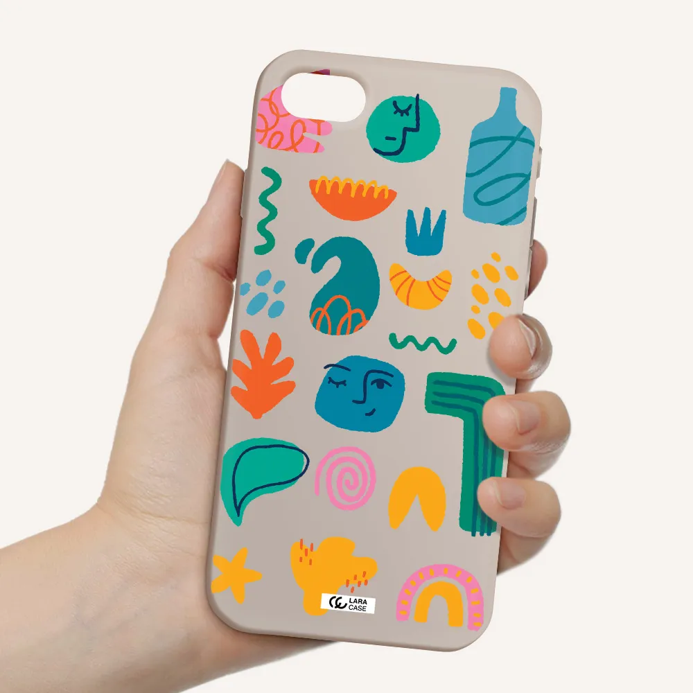 a collection of colorful shapes Apple iPhone se 2020 Silicone Stone Case