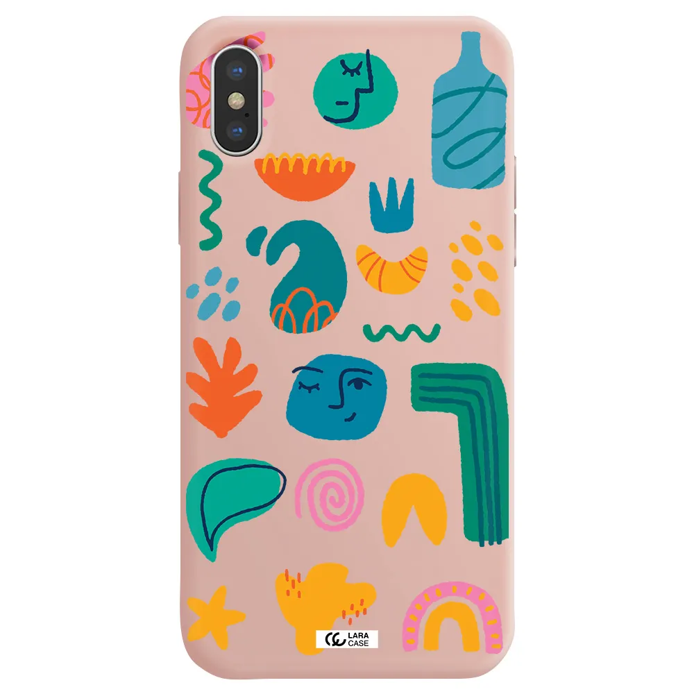 a collection of colorful shapes Apple iPhone X Silicone pastel pink Case