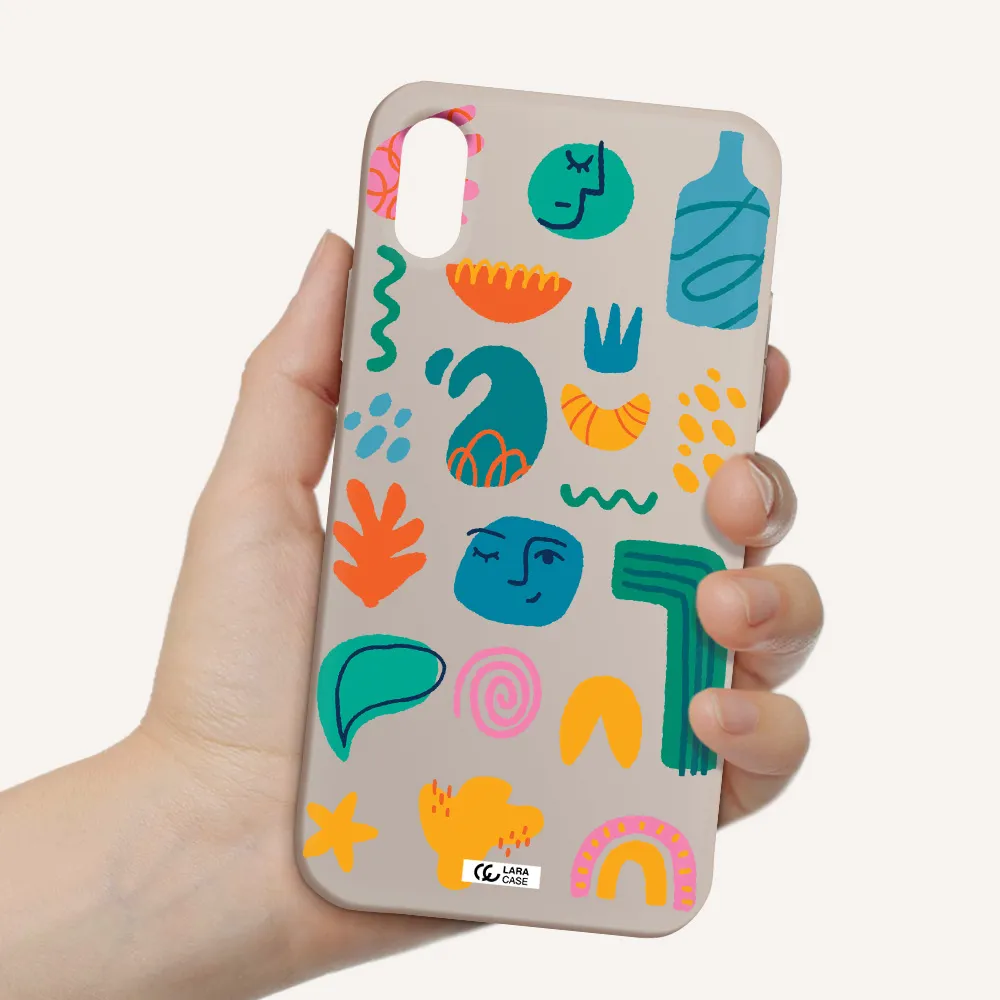 a collection of colorful shapes Apple iPhone X Silicone Stone Case