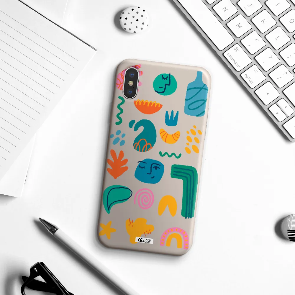 a collection of colorful shapes Apple iPhone X Silicone Stone Case