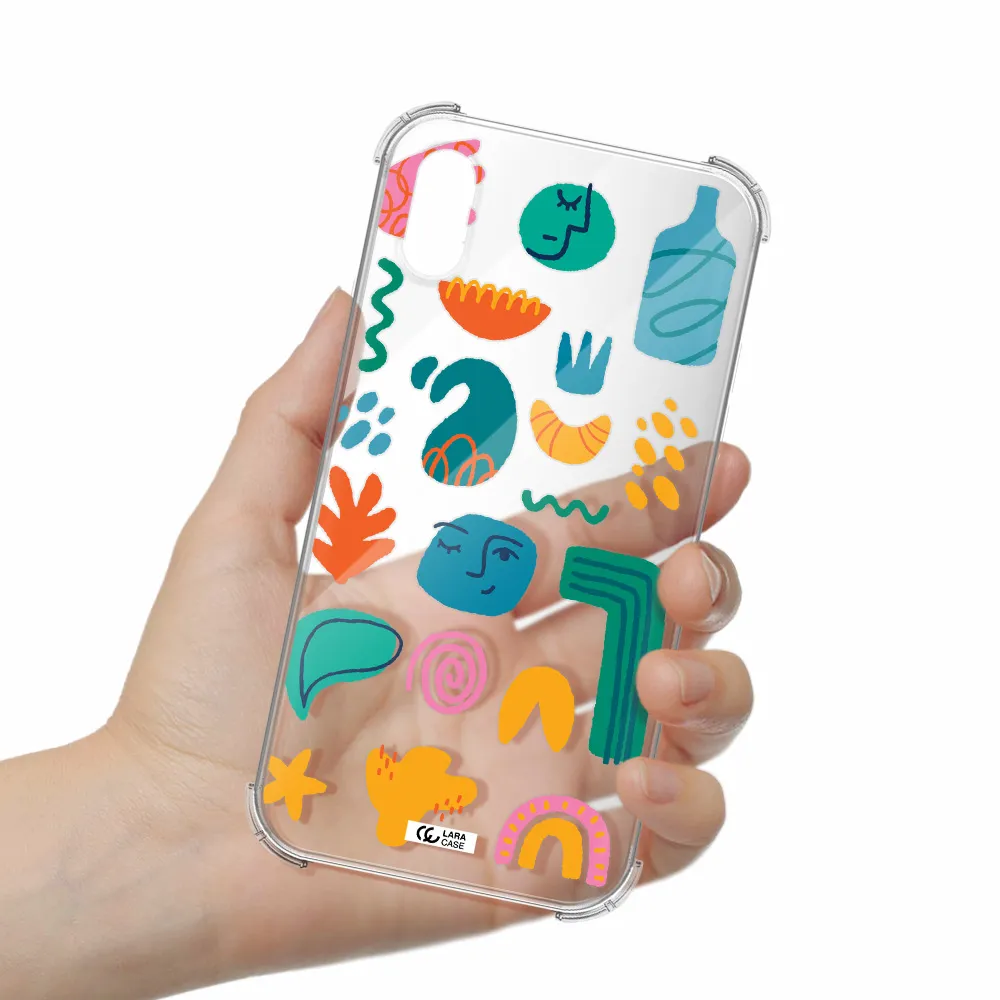 a collection of colorful shapes Apple iPhone XS Clear PC Case