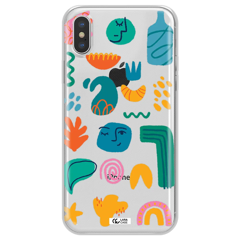 a collection of colorful shapes Apple iPhone XS Clear TPU Case