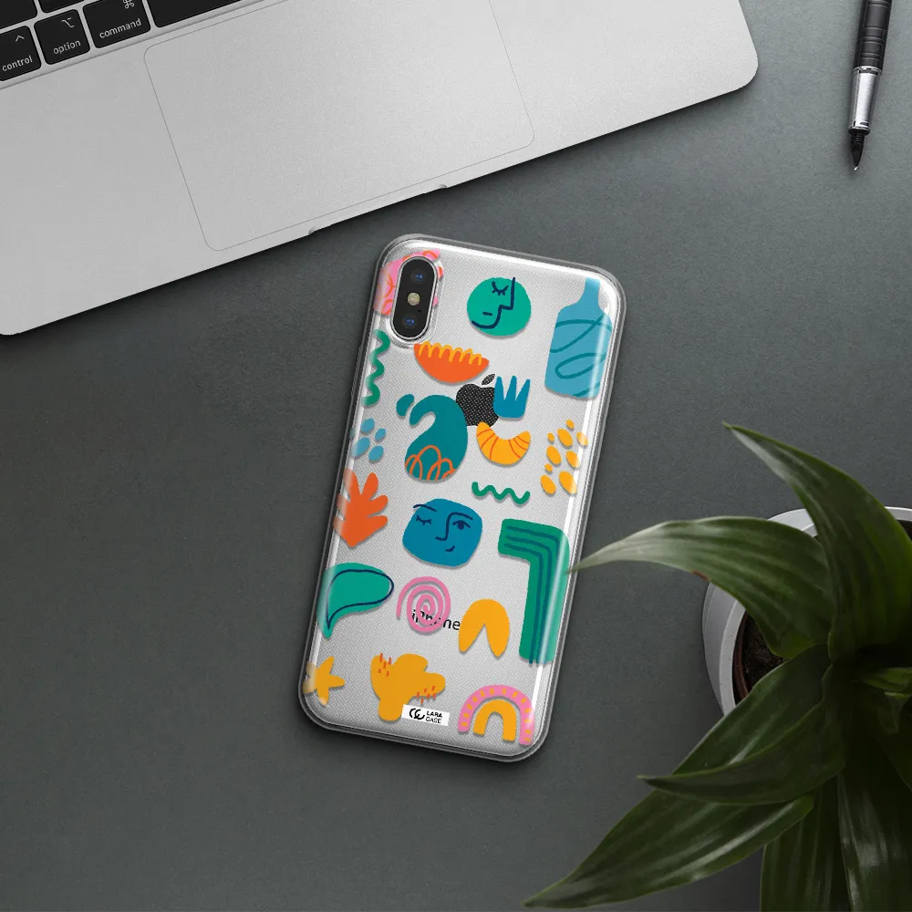 a collection of colorful shapes Apple iPhone XS Clear TPU Case