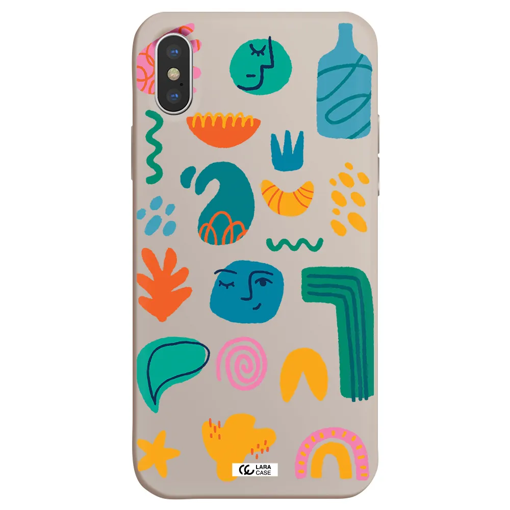 a collection of colorful shapes Apple iPhone XS Silicone Stone Case