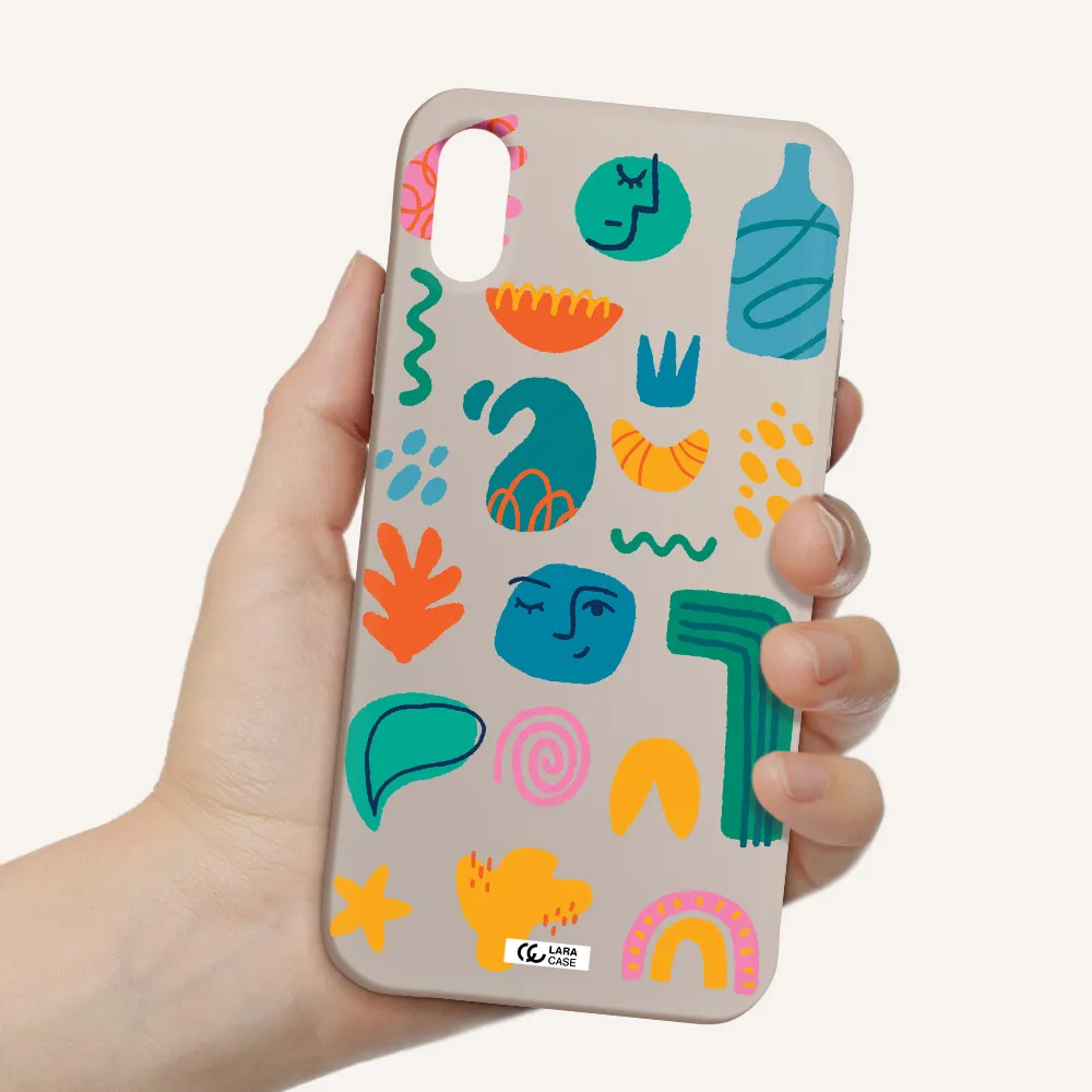 a collection of colorful shapes Apple iPhone XS Silicone Stone Case