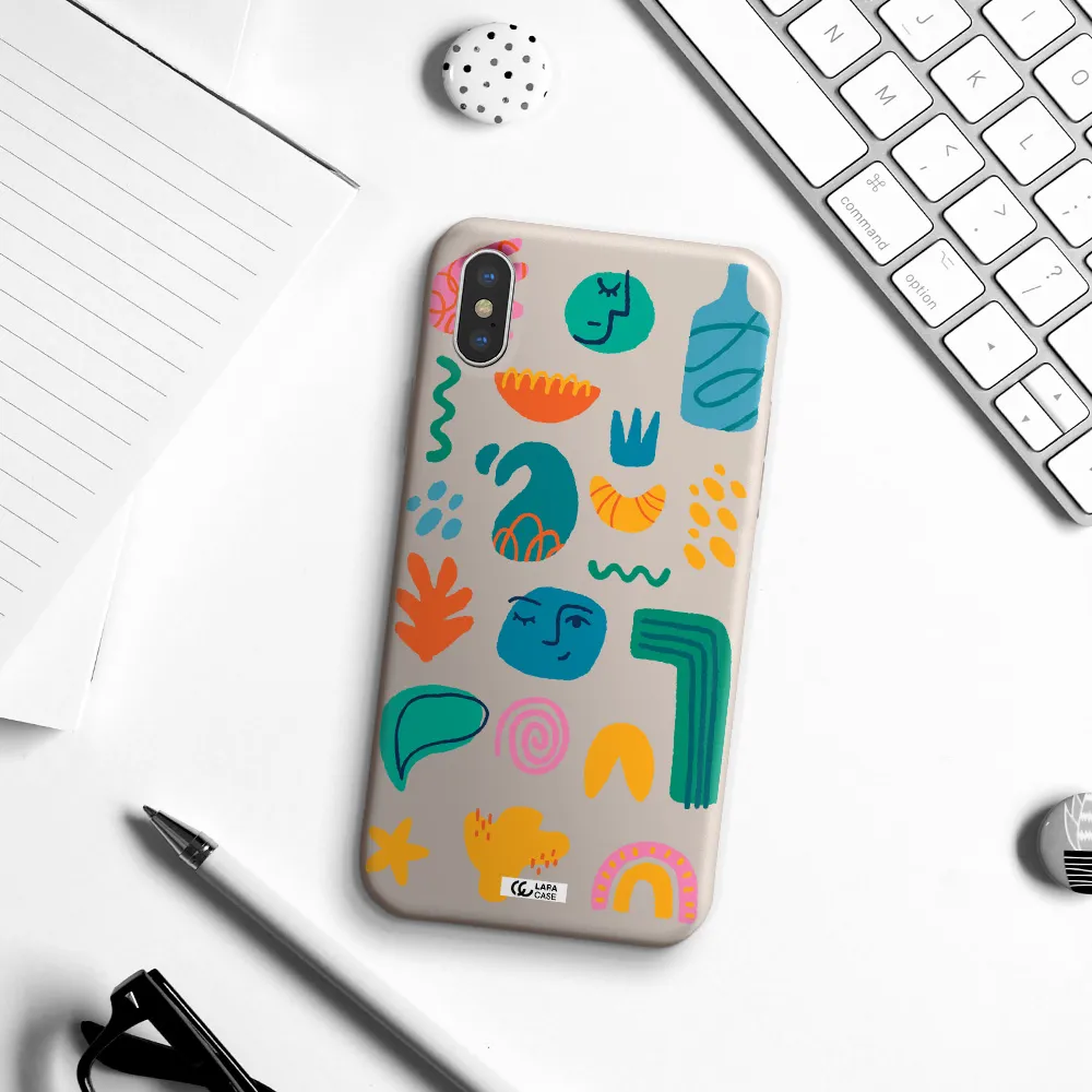 a collection of colorful shapes Apple iPhone XS Silicone Stone Case