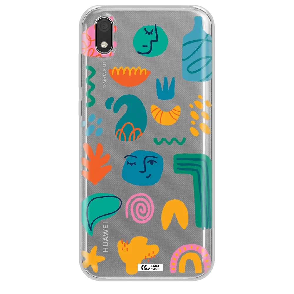 a collection of colorful shapes Huawei Honor 8S Clear TPU Case