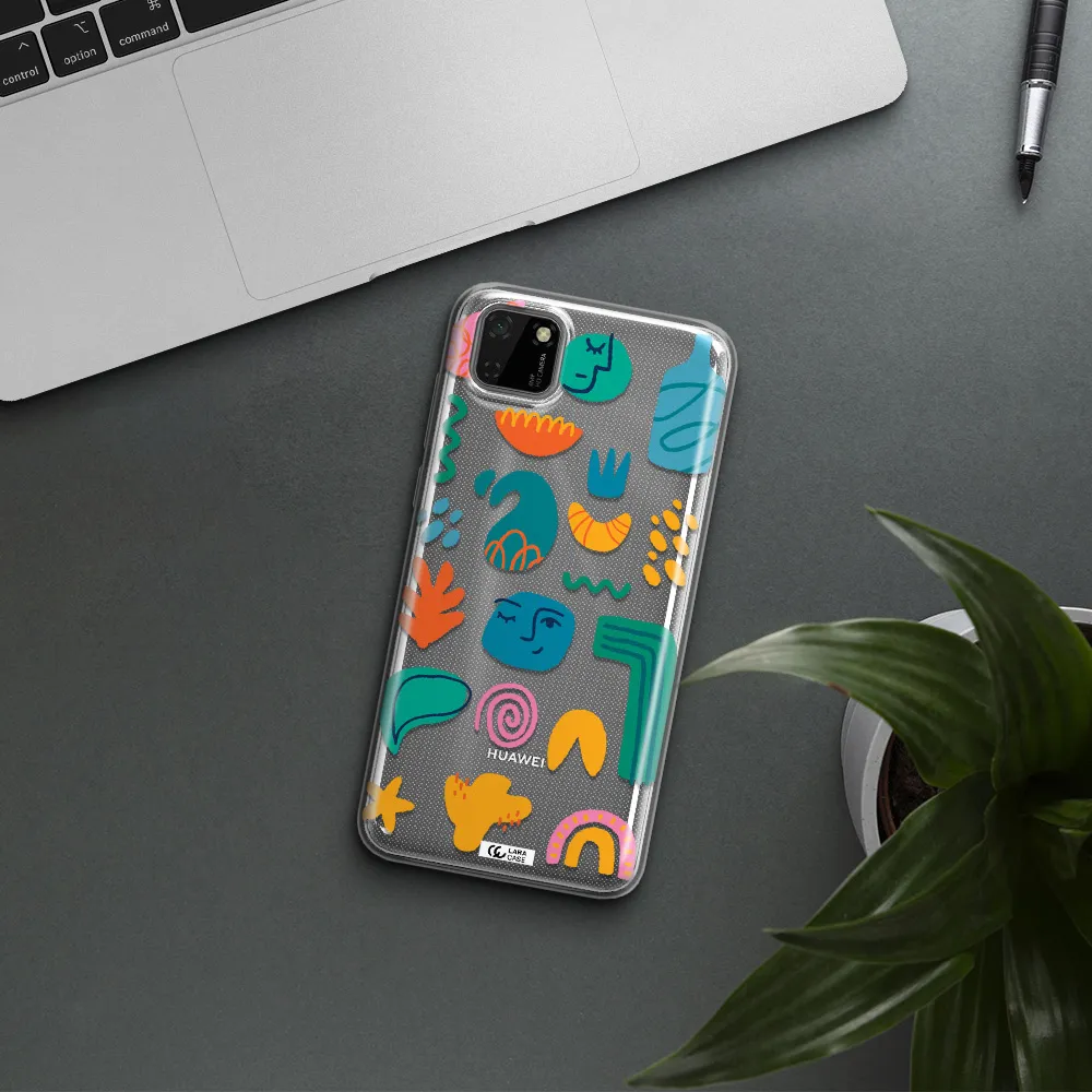 a collection of colorful shapes Huawei Honor 9S Clear TPU Case