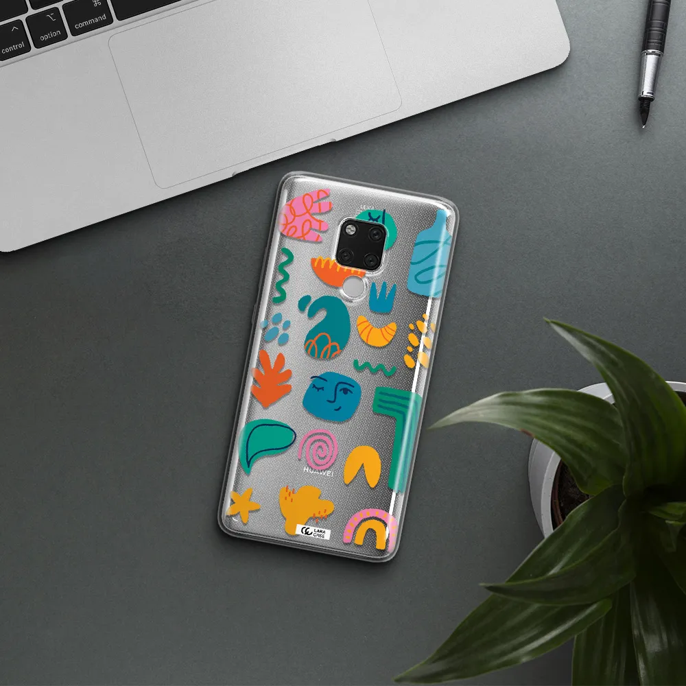 a collection of colorful shapes Huawei Mate 20X Clear TPU Case