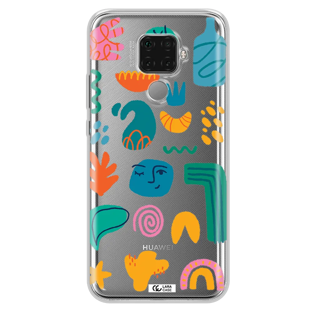 a collection of colorful shapes Huawei Mate 30 Lite Clear TPU Case